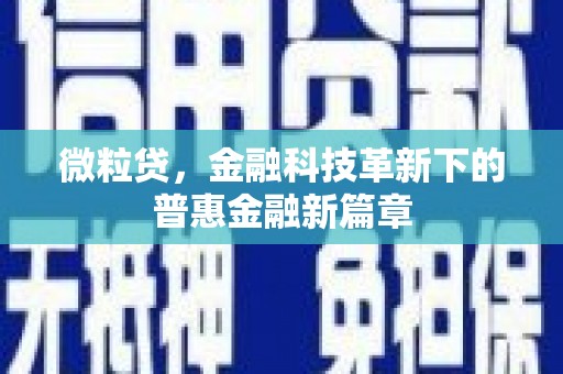 江阴微粒贷，金融科技革新下的普惠金融新篇章
