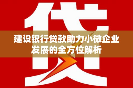 江阴建设银行贷款助力小微企业发展的全方位解析