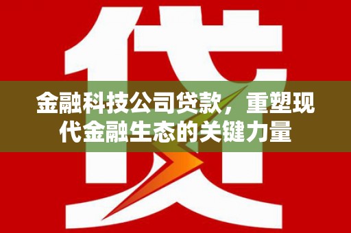 江阴金融科技公司贷款，重塑现代金融生态的关键力量
