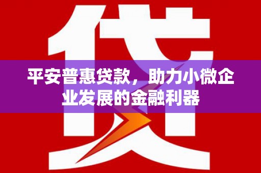 江阴平安普惠贷款，助力小微企业发展的金融利器
